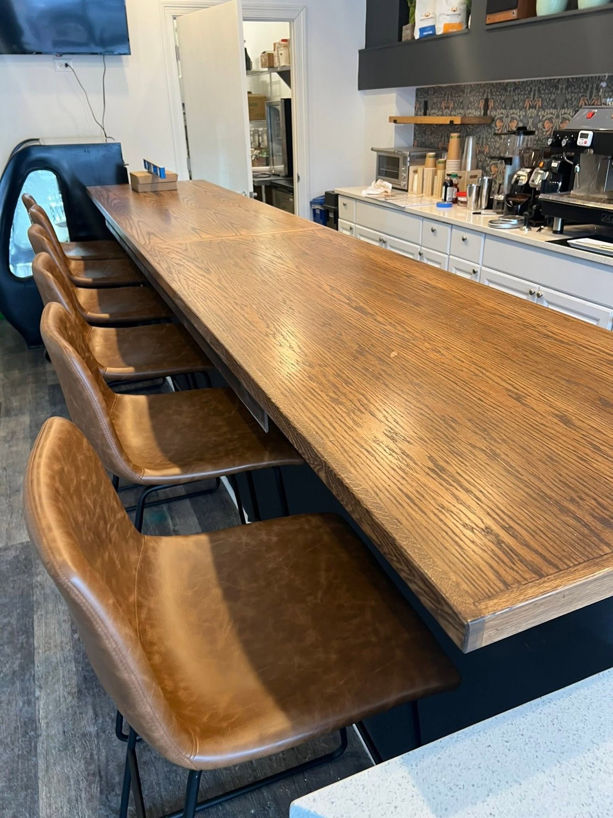 Cafe Oak Bar Top by Purpose Design and Build, Chicago